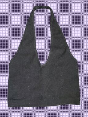 Black Ribbed Halter Crop Top